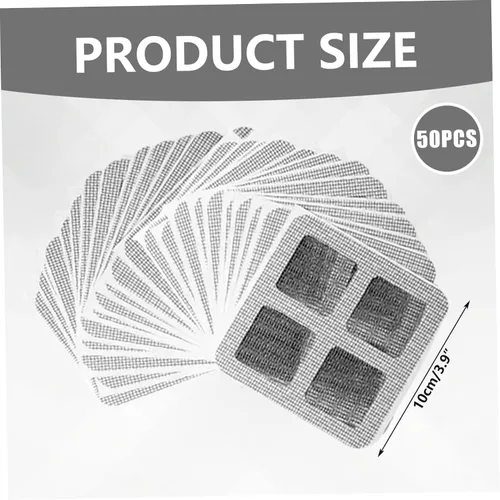 Vista 8 de 50 piezas desechables de malla fina de 4 x 4 pulgadas, cubiertas de drenaje desechables autoadhesivas para filtro de ducha, para baño, lavandería