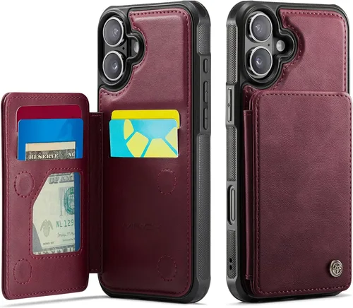 Vista 85 de Vinich for iPhone XR Wallet Case with Card Holder, Black RFID Blocking Credit Slots, Kickstand, Shockproof Flip Phone Cover, PU Leather, Double