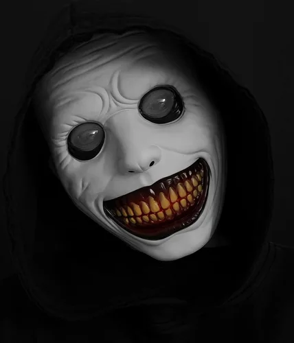 Vista 9 de UQJE Máscara sonriente aterradora, disfraz de Halloween de demonio