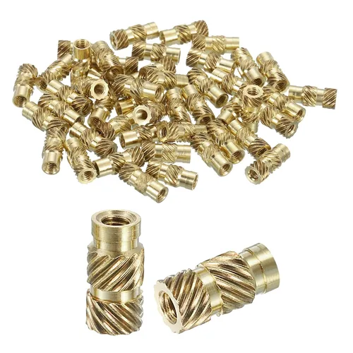 Vista 25 de uxcell Tuercas de inserción moleteadas, 100 piezas M1 x 1.5mm L x 2mm DE 3D Impresión de latón Tuercas de inserción roscadas hembras Insertos
