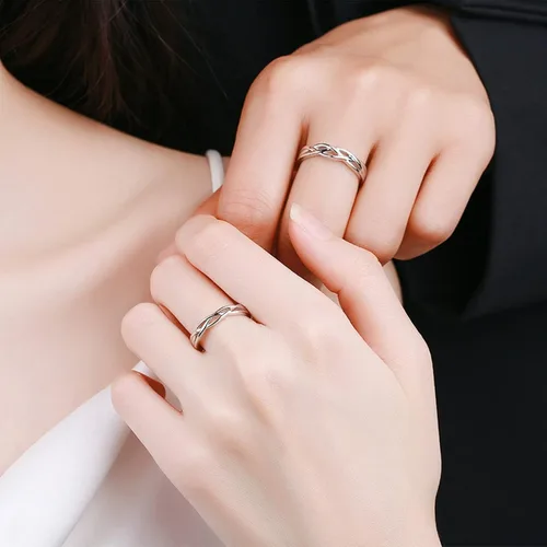Vista 2 de ANAZOZ I Love You His & Hers - Anillos de boda a juego con circonita cúbica ajustable para parejas