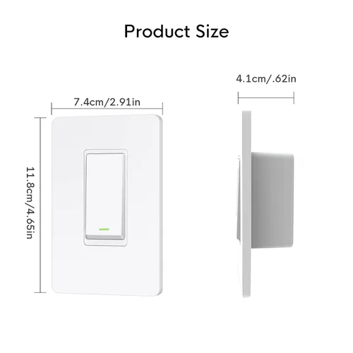 Vista 2 de Interruptor de luz inteligente, requiere cable neutro, interruptor de luz con placas de pared, control de voz, interruptor de luz Wi-Fi de 2.4 GHz