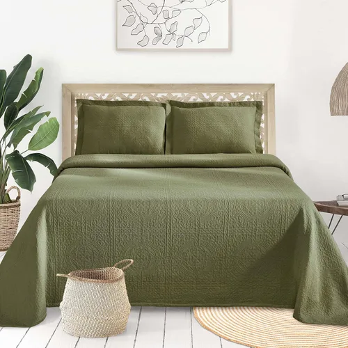 Vista 13 de BLUENILEMILLS BNM - Juego de 3 colchas de Matelasse, ropa de cama de gran tamaño, suave, transpirable, ligera, con juego de edredón de algodón
