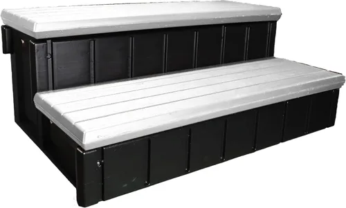 Vista 10 de Confer Plastics Escalón de Bañera de Hidromasaje Deluxe de Dos Niveles de 36 Pulgadas de Ancho. Escalones de Spa Antideslizantes, Instalación Fácil
