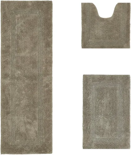 Vista 392 de Better Trends - Juego de 2 alfombras de baño 100% algodón, extra suaves, con borlas, de 17" x 24", alfombra de baño superabsorbente y reversible