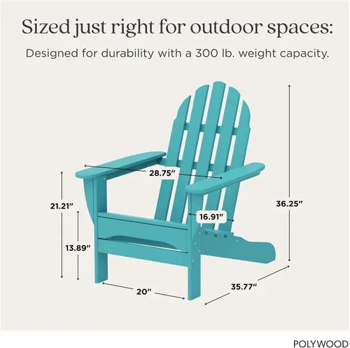 Vista 2 de POLYWOOD AD4030AR Silla clásica Adirondack para exteriores, polietileno, Aruba