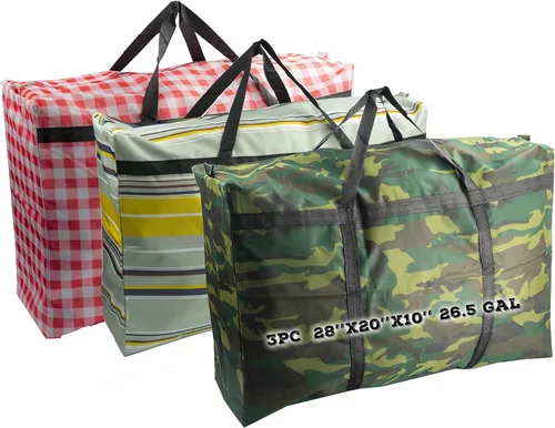 Vista 10 de 3 bolsas de almacenamiento extra grandes de 26.5 galones con asa fuerte, bolsas de viaje para ropa de viaje, color azul, negro y amarillo
