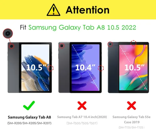 Vista 3 de DTTO Teclado Bluetooth, teclado inalámbrico recargable y funda de cuero de alta calidad con correa de mano incorporada para Samsung Galaxy Tab A8