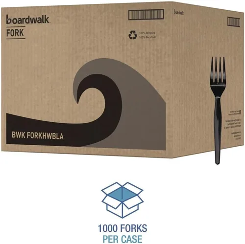Vista 4 de Boardwalk FORKHWBLA - Cubiertos de poliestireno pesado, tenedor, negro, 1000/caja