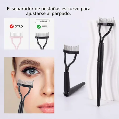 Vista 5 de Paquete de 6 peines para pestañas y cejas, cepillo de rímel de doble punta y herramienta separadora de pestañas para extensiones de pestañas