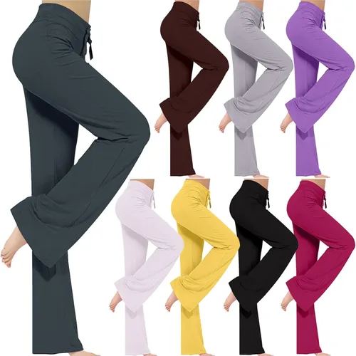 Vista 5 de Pantalones de yoga para mujer, pantalones largos de pierna ancha, pantalones casuales de entrenamiento de cintura alta, pantalones deportivos