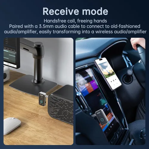 Vista 7 de FMIIFMS Receptor transmisor Bluetooth 5.4 de alta calidad, transmisor inalámbrico 2 en 1 para TV/auriculares, gimnasio, receptor Bluetooth