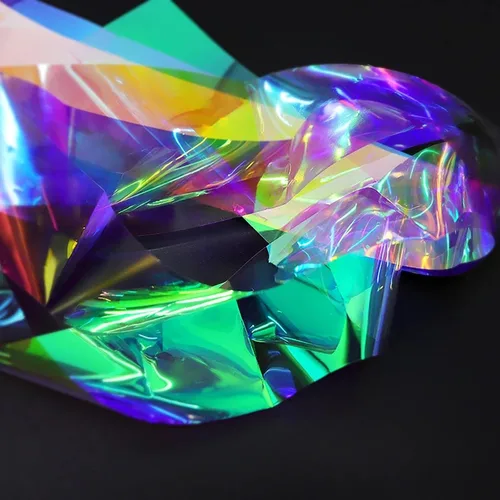 Vista 3 de 20 hojas de papel de celofán iridiscente para uñas, hojas rotas, láminas holográficas, calcomanías de uñas de aurora, diseños de uñas reflectantes