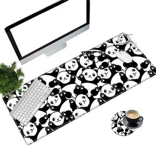 Vista 10 de Juego de alfombrillas para mouse de escritorio con soporte para codo y muñeca, 2 codos + posavasos (31.5 x 11.8 pulgadas), espuma viscoelástica