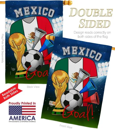 Vista 3 de HG192101 World Cup México Fútbol Intereses Deportes Impresiones Decorativas Casa Vertical 28" X 40" Jardín 13" 18.5" Doble Cara Bandera Impreso