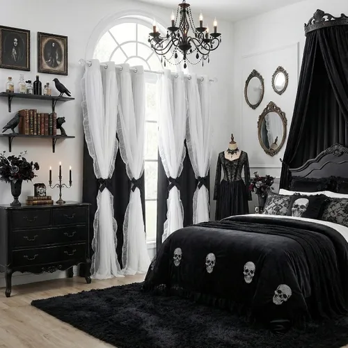 Vista 40 de PONY DANCE Cortinas con Volantes de Doble Capa con Superposición Transparente, Decoración Elegante para Ventanas de Diseño Rústico Francés de Campo