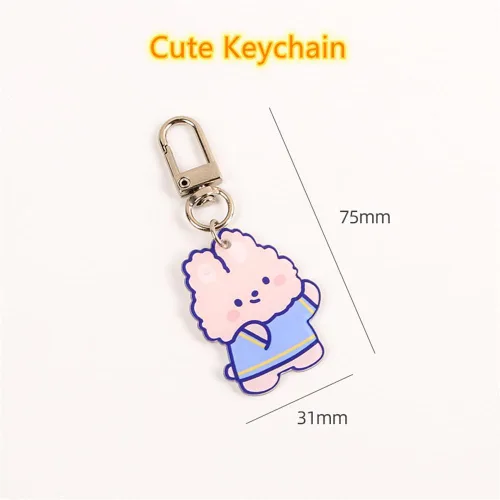 Vista 3 de Lindas bolsas kawaii, carteras estéticas, pequeñas de pana cruzada con llaveros de oso, regalo kawaii para mujeres, adolescentes y niñas