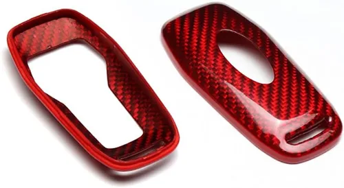Vista 3 de Funda para llavero con acabado de fibra de carbono 100% real, color rojo, compatible con Ford F-150 Fusion, Mustang, Explorer, Edge, Lincoln, MKZ