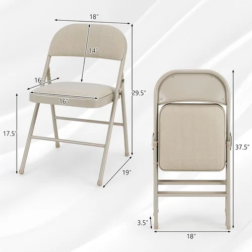 Vista 3 de GOFLAME Paquete de 6 sillas plegables, juego de sillas de comedor de tela con asiento acolchado y marco de metal, asiento comercial tapizado