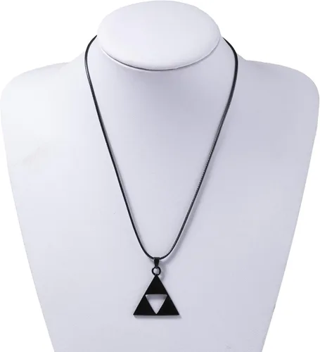 Vista 3 de Anillo de acero inoxidable para hombres, collar con colgante triangular, juego de joyas de cosplay para entusiastas