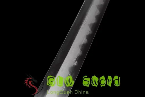 Vista 7 de GLW - Espada real de espiga completa de 41 pulgadas, Katana samurái japonesa hecha a mano, arcilla templada, acero plegado