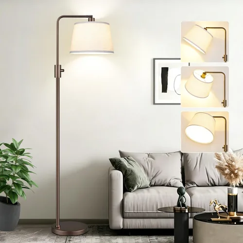 Vista 21 de Nintiue [Actualizada] Lámpara de pie regulable, bombilla LED Edison de 1000 lúmenes incluida, pantalla negra, lámpara de pie alta moderna de arco