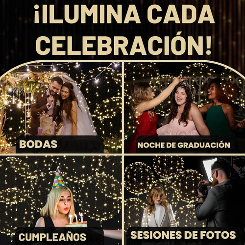 Vista 6 de 10 globos iluminados para fiestas, hechos de material TPU transparente
