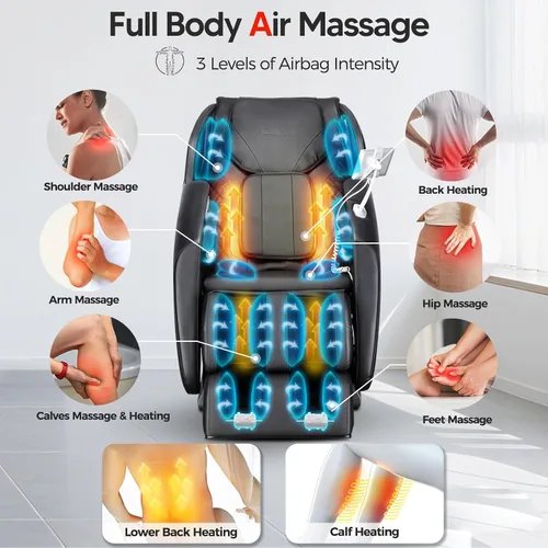 Vista 4 de 2025 Silla de masaje corporal completa, silla de masaje Shiatsu de gravedad cero con control de APP de IA, rodillo de pie, calentamiento de espalda