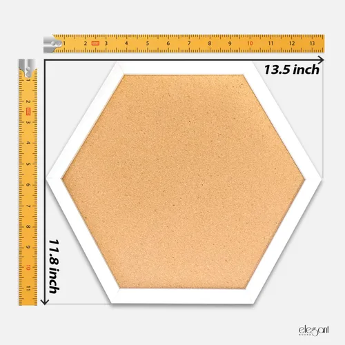 Vista 5 de Tablero de corcho con forma de diamante hexagonal con marco blanco, tablero de anuncios decorativo moderno para paredes
