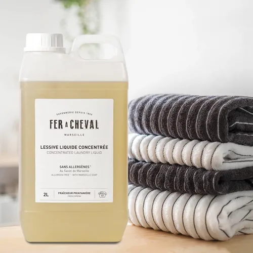 Vista 6 de Fer à Cheval Líquido concentrado para ropa sucia, libre de alérgenos con detergente líquido de Marsella, detergente de lavado orgánico, primavera