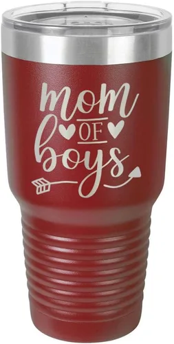 Vista 19 de MOM OF BOYS Vaso negro de 30 onzas con popote y tapa superior deslizante Taza de viaje de acero inoxidable Comparar con Yeti Rambler