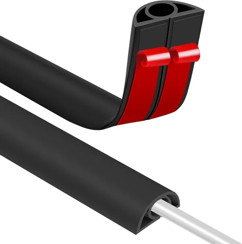 Vista 33 de JAHOMFAI Cubierta para cables de piso 1m de largo, cubiertas para cables en el suelo para proteger los cables y prevenir riesgos de caídas, fácil