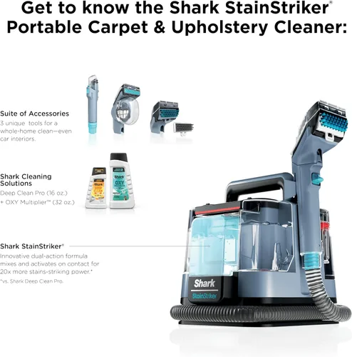 Vista 11 de Shark StainStriker - Limpiador portátil para alfombras, tapicería y alfombras de área, herramienta XL de regalo y solución de limpieza