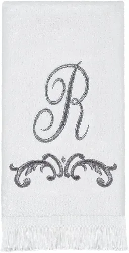 Vista 8 de Avanti Monogram - Toalla para dedos en forma de F, color blanco/peltre