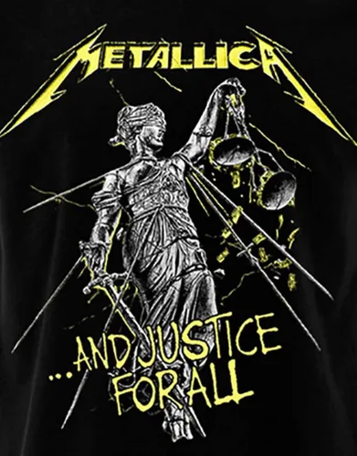 Vista 3 de Metallica Camiseta y Justicia para todas las pistas banda Logo oficial para hombre negro