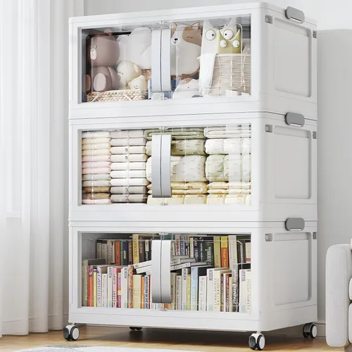 Vista 12 de BROVIEW Contenedores de almacenamiento apilables de 160 cuartos de galón con tapas, caja de almacenamiento plegable extragrande de 40 galones