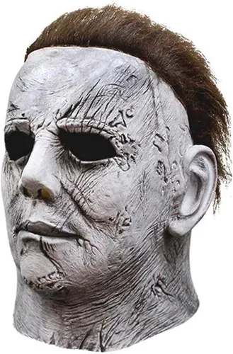 Vista 4 de Máscara de Michael Myers 2021, disfraz de cosplay de terror para Halloween, disfraz de Halloween Kills Michael Myers, accesorios para disfraz