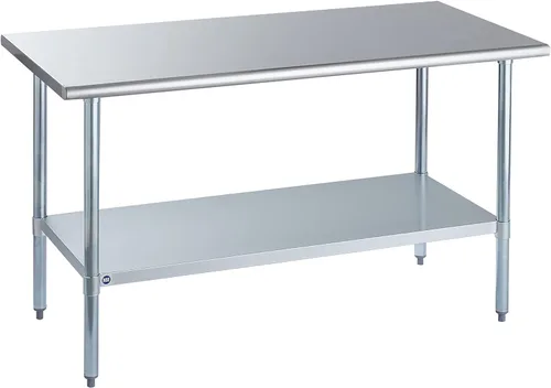 Vista 37 de ROCKPOINT Mesa de acero inoxidable para preparación y trabajo, 14x24 pulgadas; mesa de cocina comercial de metal NSF resistente con estante inferior