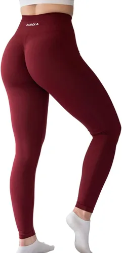 Vista 4 de AUROLA - Leggings de entrenamiento para mujer sin costuras con control de abdomen para gimnasio pantalones de yoga activos para niñas
