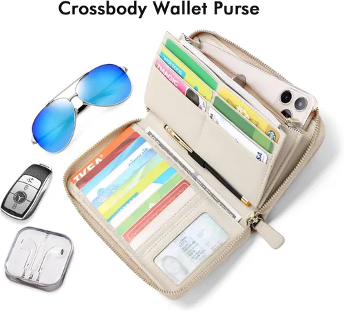 Vista 5 de nuoku Carteras para mujeres con ranuras para tarjetas de crédito con bloqueo RFID de gran capacidad