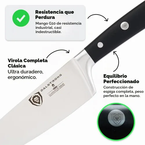 Vista 4 de Dalstrong 8" Chef Knife - Forged German Steel .ELITE Negro