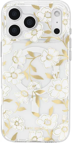 Vista 13 de Kate Spade New York Funda para iPhone 17 Pro Max, compatible con MagSafe, funda de diseño para teléfono, diseño de gemas azules de cama de flores
