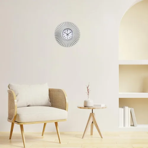Vista 3 de Reloj de pared de cocina, reloj de pared plateado con forma de estrella de estallido, funciona con pilas, reloj de pared decorativo moderno de 10