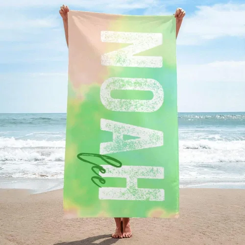 Vista 16 de Toalla de playa personalizada con nombre para playa, piscina, diversión de verano, regalos para niños, adultos y parejas (azul)