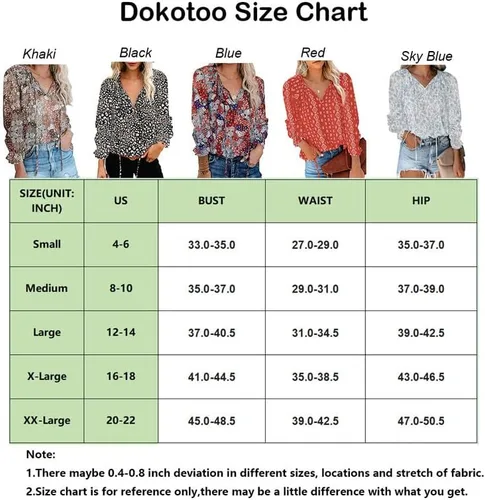 Vista 6 de Dokotoo - Blusa informal, bohemia y con estampado floral para mujer, camiseta con cuello en V, con cordón, blusas de manga corta y manga larga