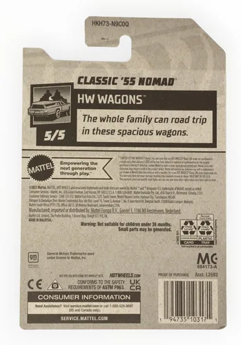 Vista 2 de Hot Wheels Clásico '55 Nómada, HW Wagons 5/5 [rojo] 243/250
