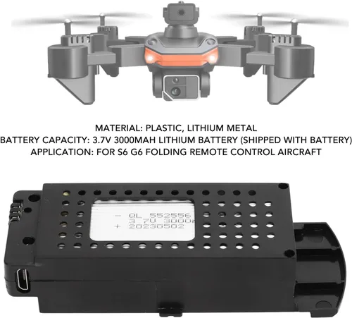 Vista 2 de Diydeg 3pcs 3.7V 3000mAh batería de litio para RC, batería de reserva UAV con cable de carga, RC batería de repuesto RC Quadcopter piezas