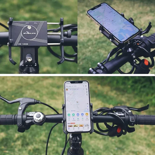 Vista 3 de Soporte de aluminio para teléfono de bicicleta, soporte ajustable de 360° para teléfono celular, soporte universal para iPhone, Samsung Galaxy
