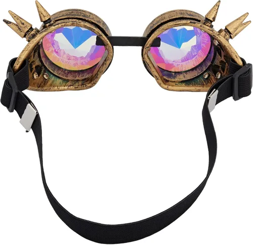 Vista 68 de Gafas caleidoscopio para raves trippy psicodélico steampunk con lentes de cristal de difracción de prisma arcoíris
