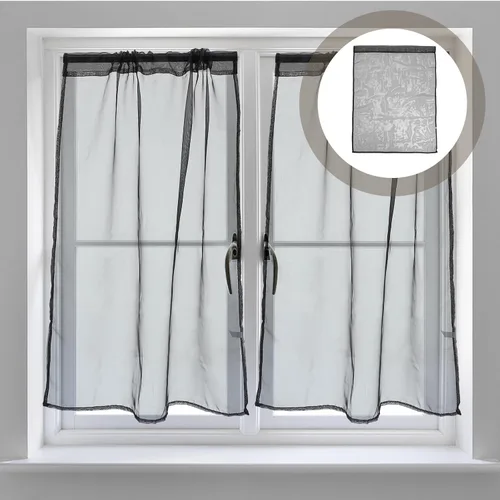 Vista 8 de NUOBESTY 2 cortinas de ventana de poliéster transparente negro